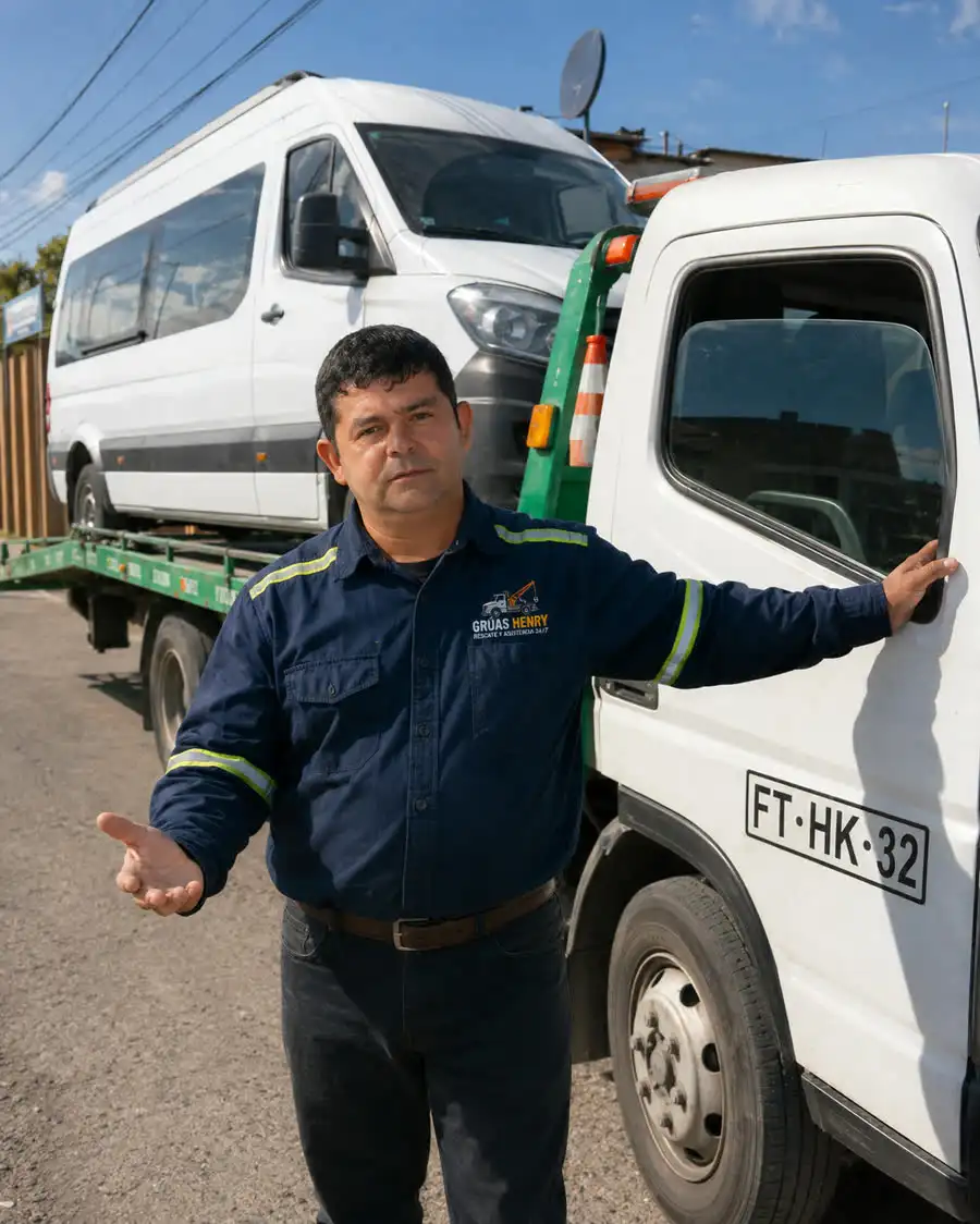 Traslado de furgón sobre grúa cama en Antofagasta